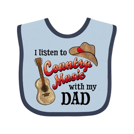 

Inktastic I Listen to Country Music with my Dad Guitar and Hat Gift Baby Boy or Baby Girl Bib