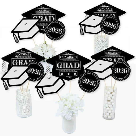 Big Dot of Happiness Graduation Cheers - 2026 Graduation Party Centerpiece Sticks - Table Toppers - Set of 15