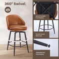 thumbnail image 4 of Yiwa 26 Inch Swivel Counter Height Bar Stools, Set of 2 Upholstered Barstools with Back and Metal Legs for Kitchen Island, 4 of 7
