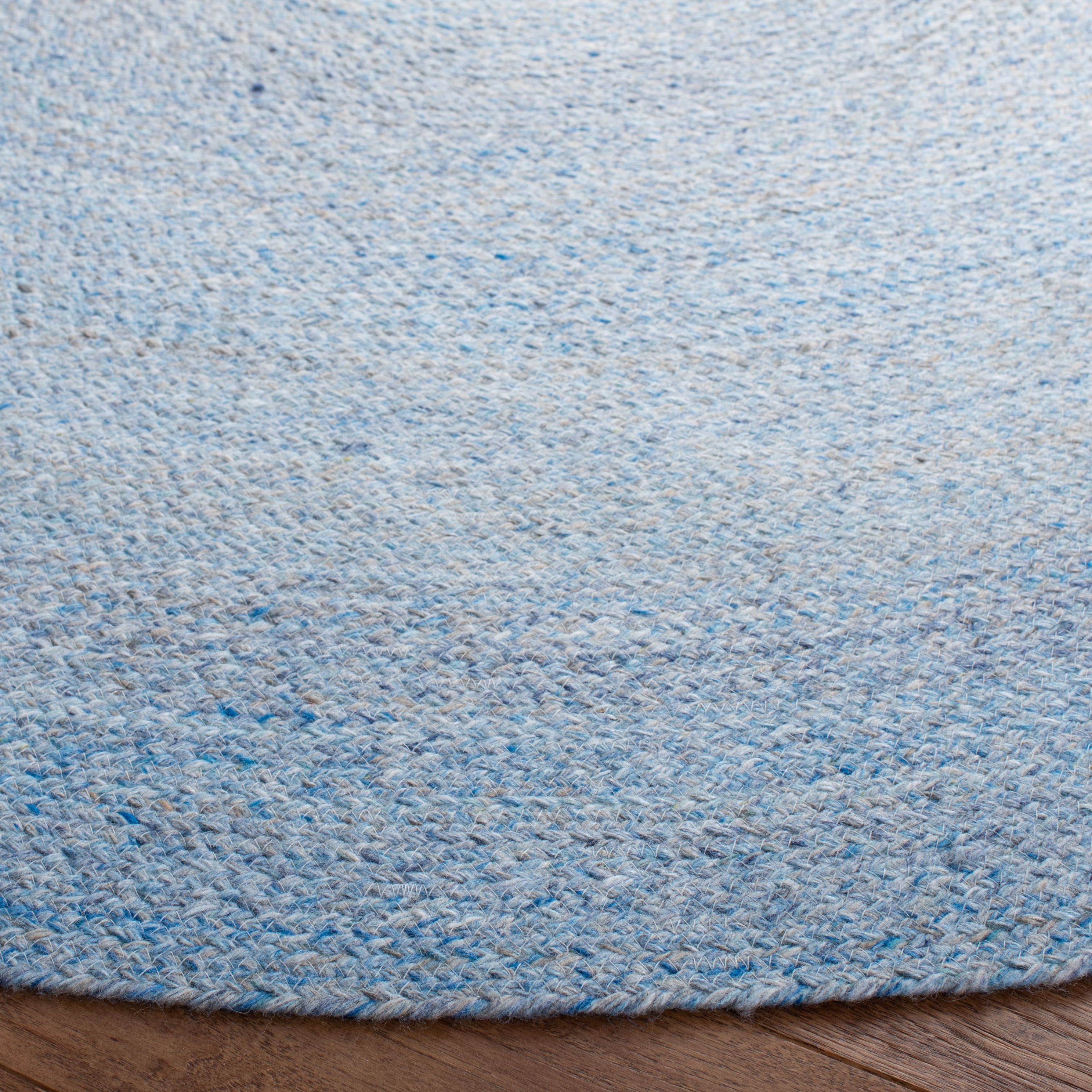 SAFAVIEH Cape Cod Audra Solid Polyester Area Rug, Blue, 6' x 6' Round