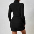 thumbnail image 3 of Nuevos vestidos lisos Otoño Invierno mujeres de manga larga cuello alto Sexy ceñido al cuerpo Mini vestido Club elegante fiesta vestidos de punto, 3 of 4