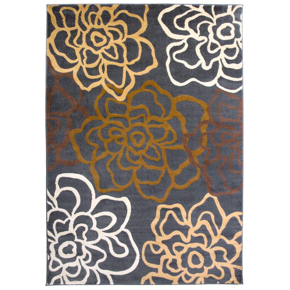World Rug Gallery Contemporary Modern Floral Flowers Brown 7' 10" x 10
