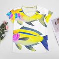 thumbnail image 4 of Colorful Striped Fish Art Women's Blouse Short Sleeve Women's Top T-Shirt Spring Summer Clothes, 4 of 7