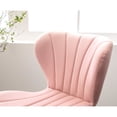 thumbnail image 5 of Pink Upholstered Barstool Set, 2 Units | 360-Degree Rotation and Height Control | Wavy Seat with Thick Foam | Footrest for Relaxed Bar Sitting, 5 of 7