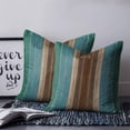 thumbnail image 2 of 18x18 Pillow Covers Set of 2, Teal Blue Brown Throw Pillow Covers Decorative Couch Cushion Case, Farmhouse Retro Wooden Grain Stripes Microfiber Square Pillowcases for Bedroom Car Living Room, 2 of 7