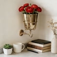 thumbnail image 5 of Gmogad Metal Wall Mounted Flower Pot Holder with Hooks for Small Plants Keys Scarves Industrial Rustic Home Decor Balcony Cafe Space-Saving Organizer, 5 of 8