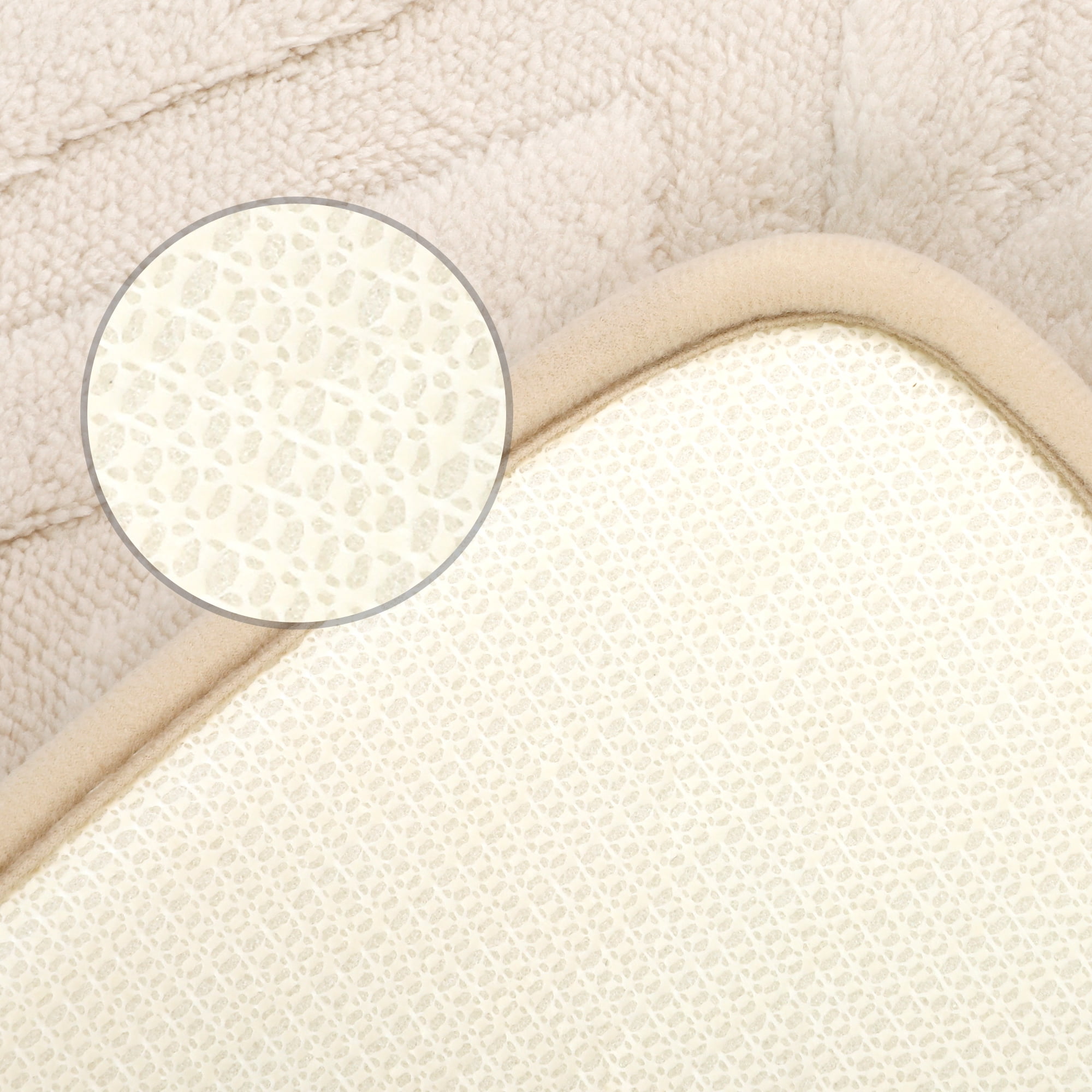 Unique Bargains Geometric Pattern Bathroom Mat Absorbent Non-Slip Bath Rug Khaki 16" x 24"