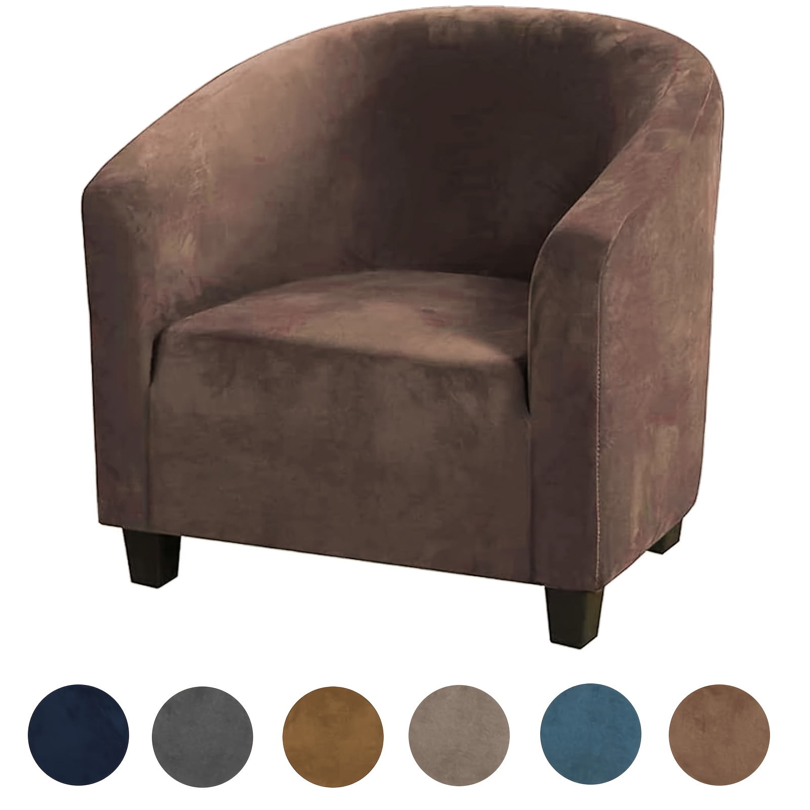 AIGIA Velvet Tub Chair Covers for Armchairs Club Chair Slipcover Wing Back Covers High Stretch Sofa Covers for Living Room