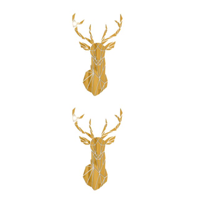 Decodeary Self Adhesive 3D Deer Head Mirror Wall Sticker For Easy Application gold XL 2Set