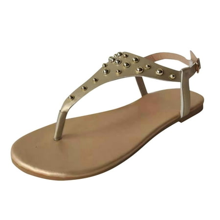 

zuwimk Sandals For Women Women s Single Layer Premier Leather Sandal Gold