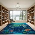 thumbnail image 2 of ODIKA Animals Turtle Nautical Ocean Coral Reef Border Motif Scattered for Master Suite, California King, Under Bed, Foldable Easy Care, 2 of 7
