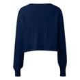 thumbnail image 5 of Wang6 Women Lightweight Cropped Cardigans Sweaters Trendy Long Sleeve Button Cable Knit Sweater Fall V Neck Knitted Outwear Tops Blue One Size, 5 of 5