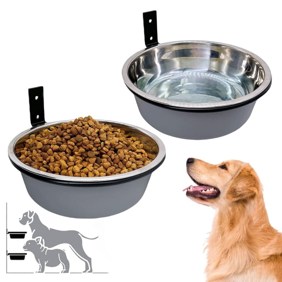 kathson Wall Mounted Dog Bowls-2 * 36 Oz, Stainless-Steel Raised Adjustable Height Dog Food and Water Bowls, Elevated Pet Comfort Feeding Bowl for Medium Large Dogs Cats