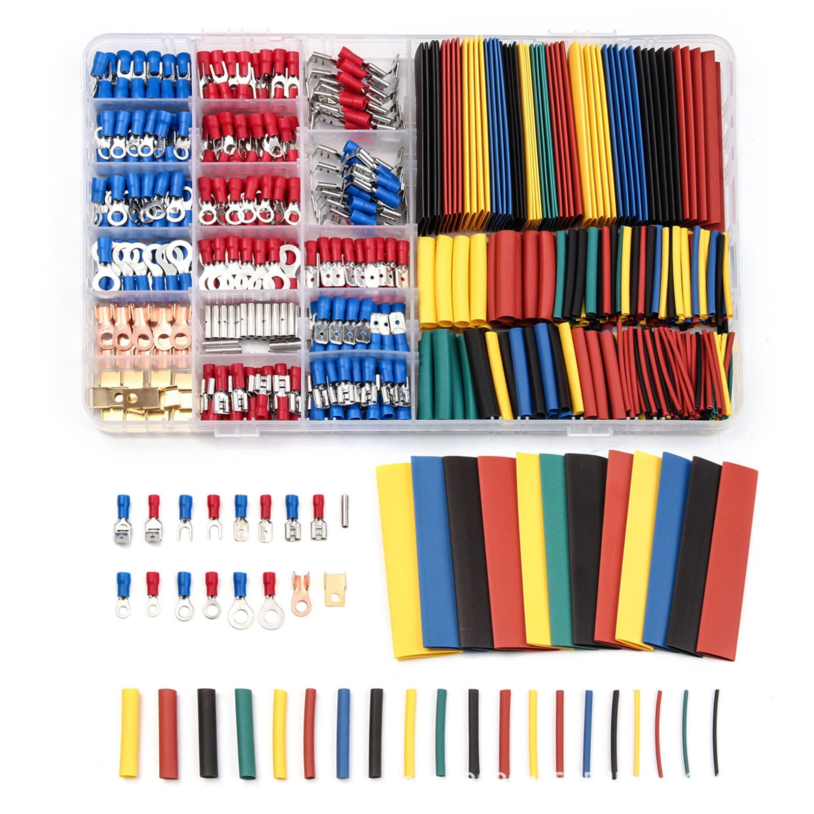 BIBABLYKE 678pcs Crimping Tool Set with Heat Shrink Tubes & Assorted Cold Press Terminals Electrical Terminals for Wiring Projects