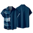 thumbnail image 7 of IROINNID Christmas Funny T-Shirt for Men Snowflake Print Hawaiian Tops Xmas Vacation Holiday Gift Button Up Shirt,Blue, 7 of 7