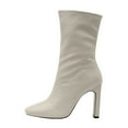 thumbnail image 4 of IUJSOY Mid Calf Boots for Women Square Toe Sexy Zipper High Chunky Block Heel Ankle Boots, 4 of 9
