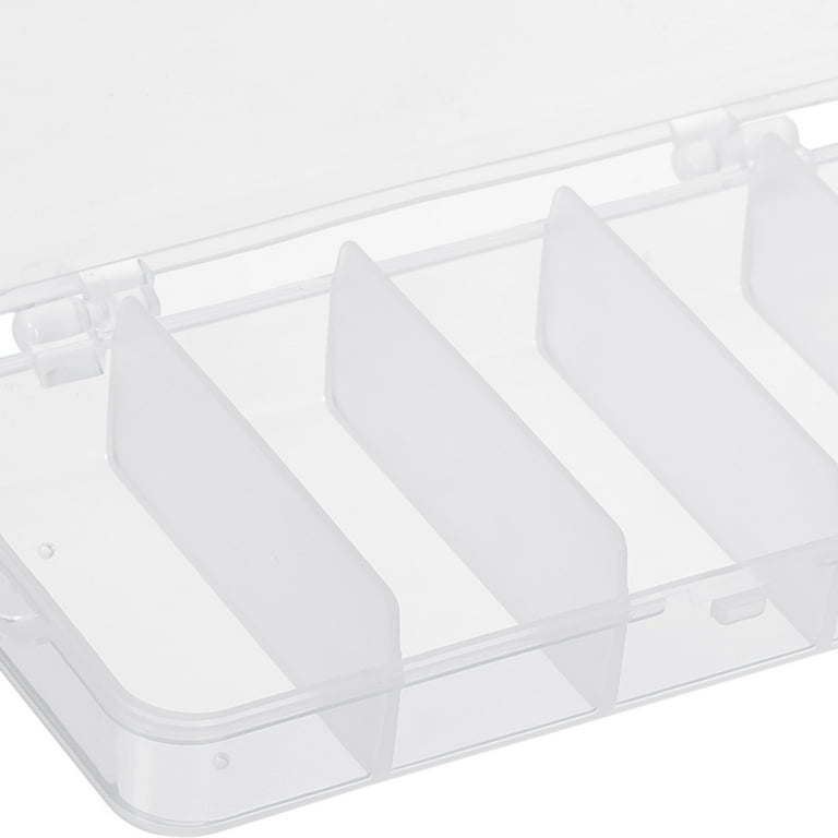 Uxcell Fishing Tackle Box, 5-Grid Fish Bait Hooks Accessory Storage Case,  Clear 4 Pack