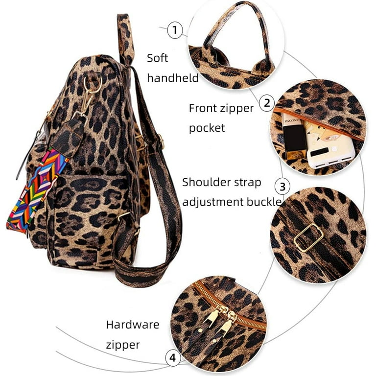 QWZNDZGR Animal Print PU Leather Tote Bag for Women Retro Shoulder