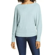Caslon(R) Women's Long Dolman Sleeve Ribbed Knit Thermal Top Blue XS, $45 NWT