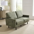 thumbnail image 5 of MAYEERTY Loveseat Sofa, Mid Century Modern Love Seat, 2 Seater Sofa Couches for Living Room, Small Couch with USB & Removable Pillow Cover, Comfy Couch for Bedroom, Apartment (Green), 5 of 24