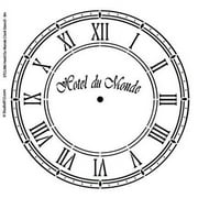 Hotel Du Monde Clock Stencil by StudioR12  French Clock Face Art - Medium 10 x 10-inch Reusable Mylar Template  Painting, Chalk, Mixed Media  Use for Crafting, DIY Home Decor - STCL386