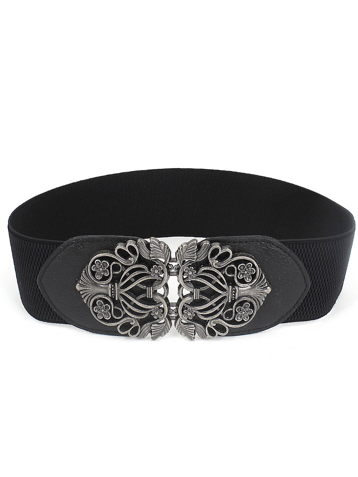 sourcingmap Knot Woven Metal Interlocking Buckle Elastic Waist Cinch Belt Band
