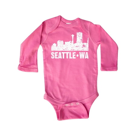 

Inktastic Seattle Skyline Grunge Gift Baby Boy or Baby Girl Long Sleeve Bodysuit