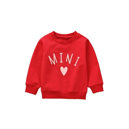 

Nokpsedcb Toddlers Baby Girl Sweatshirt Long Sleeve Round Neck Letter Heart Pattern Tops Spring Autumn Streetwear Red 6-12 Months