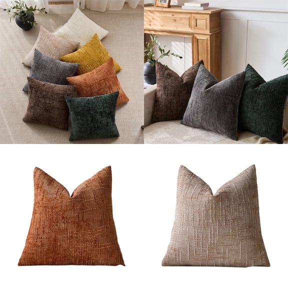 NovaStitch 18x18 Inch Textured Chenille Throw Pillow Cover Modern Decorative Square Cushion Case for Sofa Couch Bed Living Room Farmhouse Home Decor