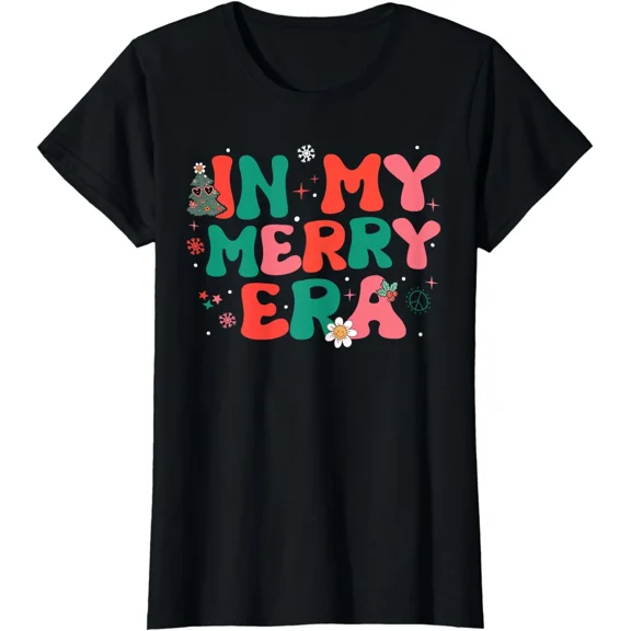 Funny Groovy Merry Christmas Xmas Holiday Christmas Ladies' Crewneck T-Shirt