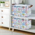 thumbnail image 2 of Yayeee Foldable Storage Basket for Shelves with Handles Waterproof Cloth Bins, Blue Retro Pattern, 2 of 7