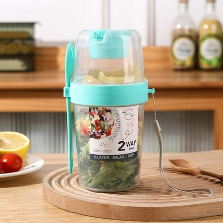 

Glass Cups With Lids Plastic Clear Wine Bottles Green Travel Mug Salad Shaker Cup Container For Lunch Breakfast Yogurt Parfait Lid And Fork Cereal Overnight Oats Snack Containers Dressing Holder