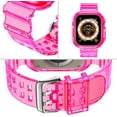 thumbnail image 3 of KOMI Compatible for Clear Apple Watch Band 41mm 40mm 38mm 42mm 44m 45mm 49mm with Case, Women Glitter Bling Sport Strap for iWatch Band Ultra 2/1 Series 9 8 7 6/SE 5 4 3 2 1, Neon Red, 3 of 6
