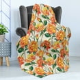 thumbnail image 4 of Rose Soft Flannel Fleece Throw Blanket, Old Style Rose Bouqet with Vivid Season Colors Lift Work, Cozy Plush for Indoor and Outdoor Use, 60" x 80", Cream Orange Green, by Ambesonne, 4 of 5