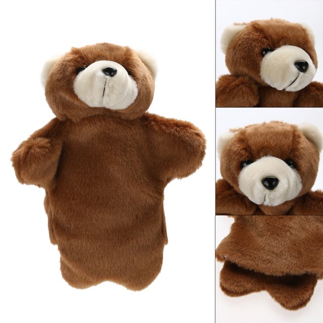 Encantador oso marioneta de mano bebé niños desarrollo muñeca de juguete de peluche (marrón) Sywqhk libre de BPA