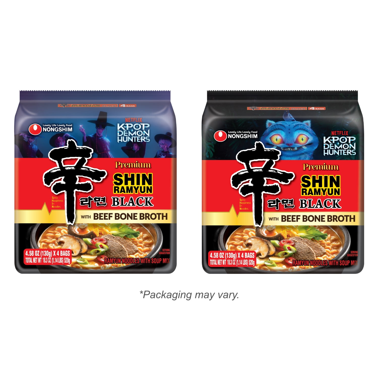 Nongshim Spicy Pot-au-feu Flavor Shin Black Noodle Soup, 4.58 oz, (Pack of 4)