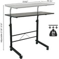 thumbnail image 4 of CZMDZH home Side Table Mobile Standing Desk Adjustable Height Portable Laptop Table, TV Tray Computer Workstation Sofa Bed Teble for Home Office, Desktop 23.62" L x 15.75" W, Black, 4 of 7