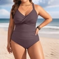 thumbnail image 2 of GDREDA Womens Plus Size Swimsuit Retro Full Coverage Bathing Suit Tummy Control One Piece Vintage Style Swimwear Light Purple,XXXXL, 2 of 5