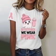 thumbnail image 2 of TSADFHJI Hauts de Vacances pour Femmes Brillants Mode Décontractée pour Femmes T-Shirt à Manches Courtes Col Rond Imprimé Blanc, 2 of 6