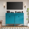 thumbnail image 4 of Elegant Metal Storage Cabinet with Legs, 2 Door Metal Locker Style Accent Storage Cabinet with 2 Adjustable Shelves for Home,Office,Entryway,Blue, 4 of 7