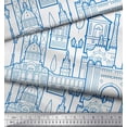 thumbnail image 3 of Soimoi Blue Poly Georgette Fabric Street Light & Monuments Architectural Print Sewing Fabric Yard 42 Inch Wide, 3 of 3