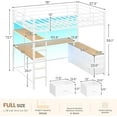 thumbnail image 2 of Full Loft Bed with Desk & Led Lights & Charging Station, Metal Full Size Loft Bed with 7 Storage Drawers & Open Shelves, Full-Length Guardrail and Ladders, White, 2 of 9