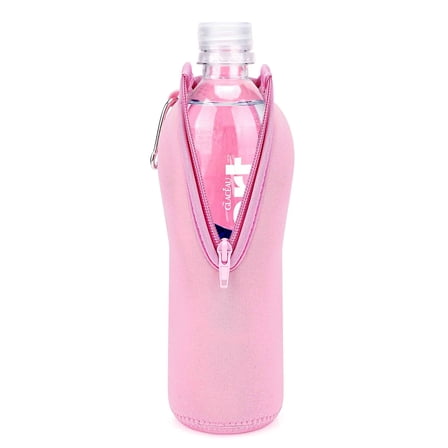 Linkidea Disposable Water Bottle Sleeve Compatible with Smartwater 16.9/20Fl Oz, Evian 16.9Fl Oz, Insulated Neoprene Plastic Bottled Water Cover Holder with Lockable Zipper, Pink