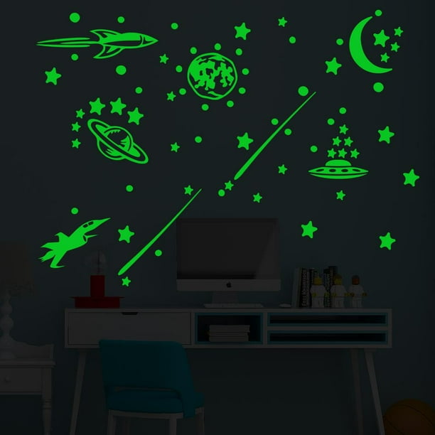 2 Piezas de Adhesivos de Pared Soledad Calcomanías de Dormitorio Vinilos Decorativos Luminosos