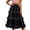 Black, variant on Womens Solid Color Chiffon Layered Skirt Flowy Puffy Hem Flounce Party Dress Ruffle Waist Ankle Length Skirt Pink One Size