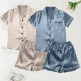 thumbnail image 3 of Silk Pjs for Women Set 2 Piece Button Down Shorts Pajama Set for Women Lounge Wear for Women Cute Pj Sets Woman, 3 of 3