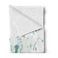 thumbnail image 2 of Spring Soft Flannel Fleece Blanket, Silhouette Dandelion Floral Foliage Seasonal Blooms Botany Eco Illustration, Cozy Plush for Indoor and Outdoor Use, 60" x 80", Khaki Almond Green, by Ambesonne, 2 of 5