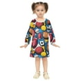 thumbnail image 2 of Girls' long-sleeved dress American Football Girls' A-line dress with ribbed cuffs Soft and comfortable, 2 of 6