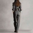 thumbnail image 4 of CharmCyan Women's Long Sleeved Lapel Button Retro Plaid Workwear Jumpsuit With Belt Included Gray L, 4 of 4