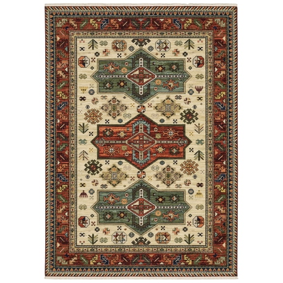 PowerSellerUSA Moretti Overture Collection Premium Wool Blend Southwestern Area Rug, Washable Modern Area Rug with Traditional Geometric Design, Non-Slip Low-Pile Spot Clean Rugs for Home Décor